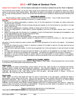 Ayf Code of Conduct Form