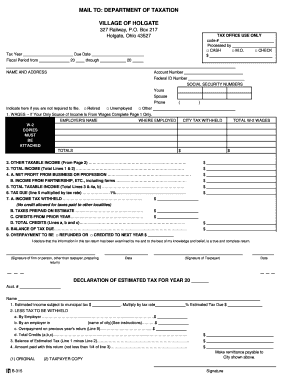 MAIL to DEPARTMENT of TAXATION VILLAGE of HOLGATE  Form