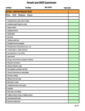 Horowitz Lyme Questionnaire  Form