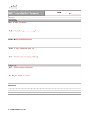 Problem Definition Worksheet  Form