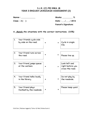 English Year 3  Form