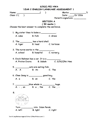 Standard 2 English Exam Paper Malaysia  Form