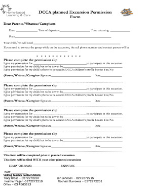 Excursion Form Template Child Care