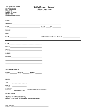 Lumber Order Form