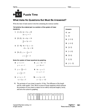 5 1 Puzzle Time Answer Key  Form