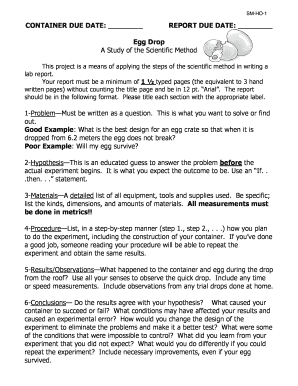 Egg Drop Experiment Report  Form