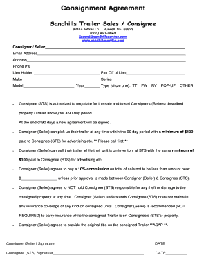 Microsoft Word Consignment Agreement Template  Form