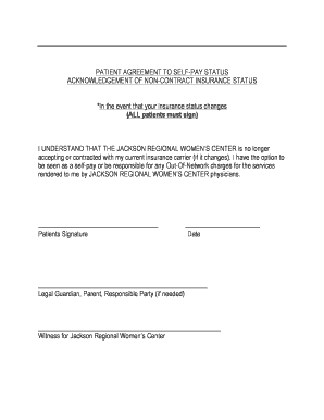 Self Pay Acknowledgement Form
