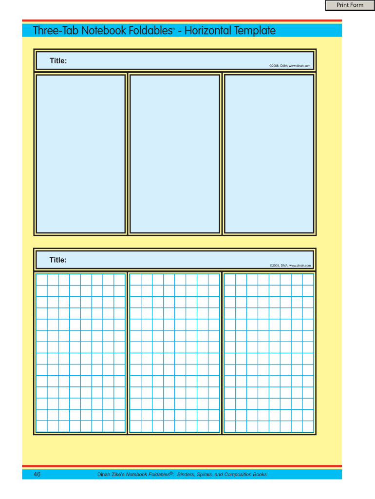 P046 Three Tab Foldables Horizontal Notebook Foldables  Form