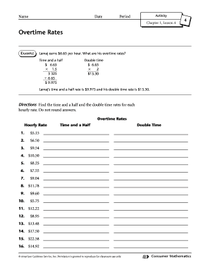 Working Overtime Worksheet Answers  Form
