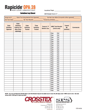 Revital Ox Resert Log Sheet  Form