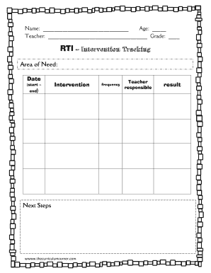 RTI Intervention Tracking the Curriculum Corner  Form