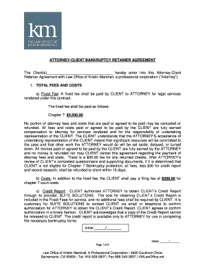 ATTORNEY CLIENT BANKRUPTCY RETAINER AGREEMENT TOTAL FEES Kmlawoffice  Form