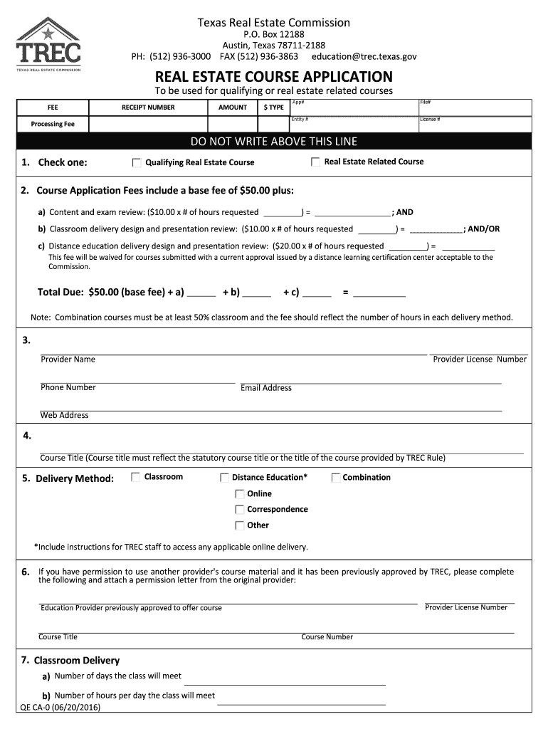 Tx Trec Ca  Form