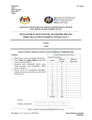 Pentaksiran Diagnostik Akademik Sekolah Berasrama Penuh  Form