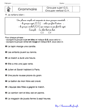 Groupe Sujet Et Groupe Verbal  Form