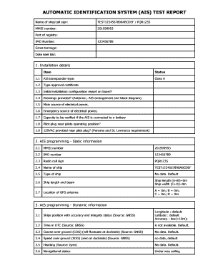 AIS Tester Test Report Example GMDSS Test Equipment  Form