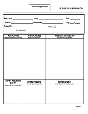 Generic JHA Job Hazard Analysis Form