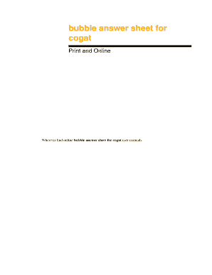 Cogat Bubble Sheet PDF  Form