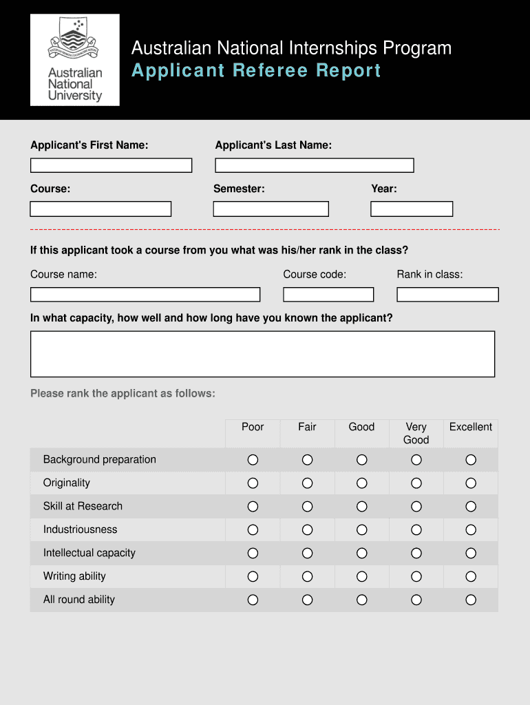 ANIP Referee Report Form Australian National Internships Program