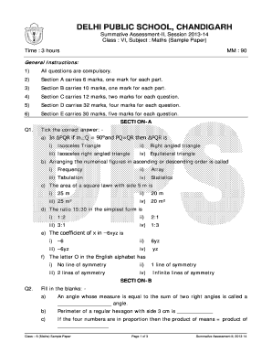 Delhi Public School Question Papers Class 5  Form