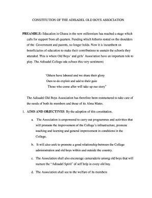 CONSTITUTION of the ADISADEL OLD BOYS ASSOCIATION  Form