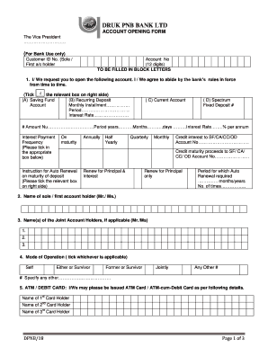 Druk Pnb Account Opening Form