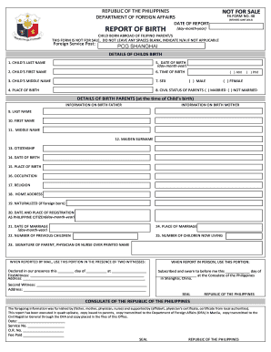 Report of Birth Sample  Form