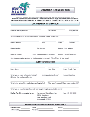 Donation Request Form Homestead Miami Speedway