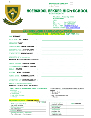 Hoerskool Bekker  Form