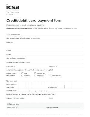 Please Return Completed Form to ICSA, Saffron House, 610 Kirby Street, London EC1N 8TS