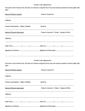 Firearm Loan Agreement  Form