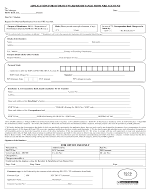 Inward Remittance Letter to Bank  Form