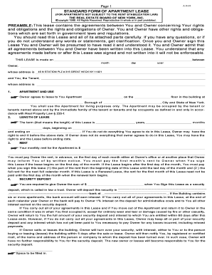 Standard Form of Apartment Lease