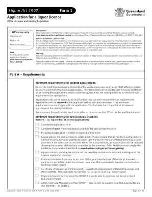 Liquor Licence Form 1 Application for a Liquor Licence Application for a Liquor Licence