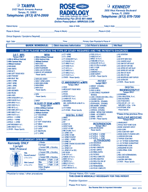 Script Rose Radiology  Form