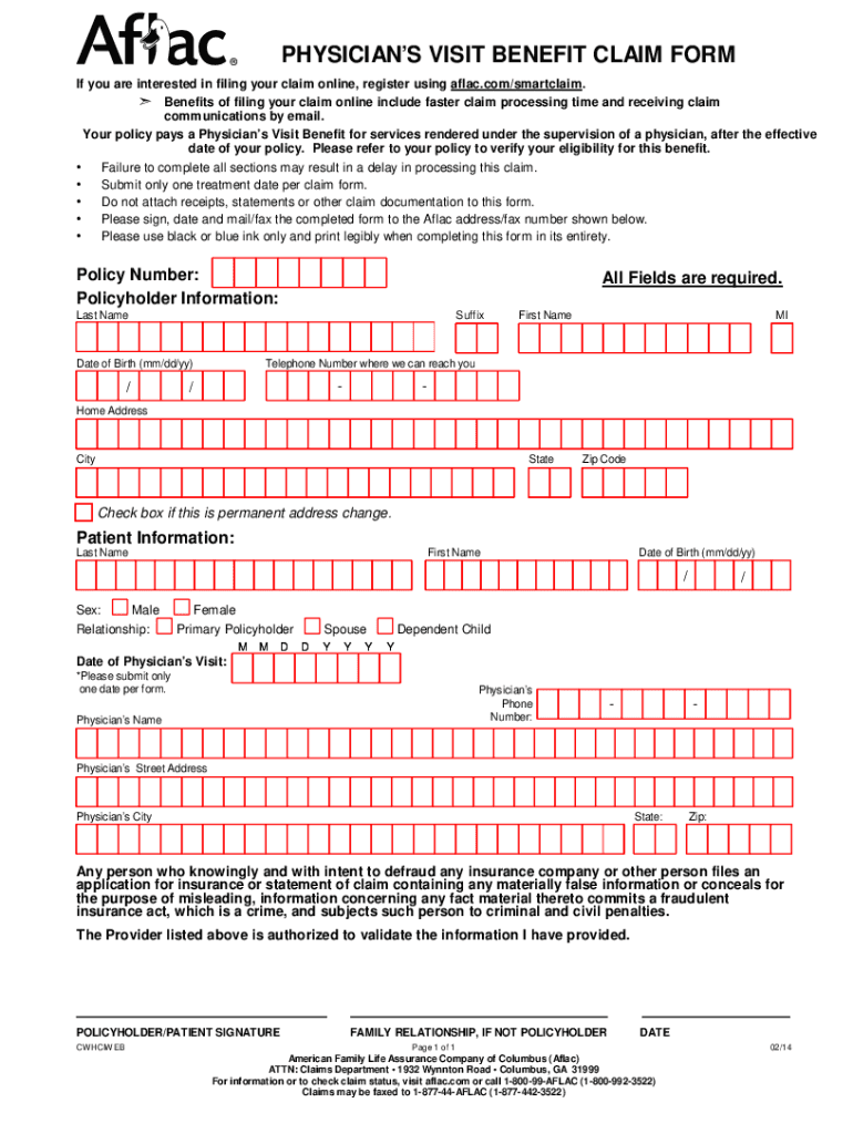  PDF Forms for Web Aflac 2014-2024