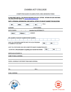 Zamtel College  Form