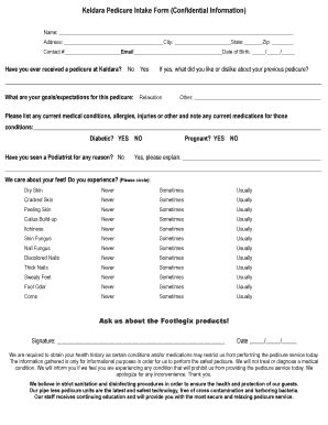 Pedicure Form