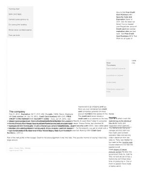 Credit Card Numbers with Security Code and Expiration Date  Form