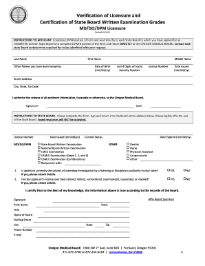 Get and Sign Verification of Licensure and Certification of State Oregon Gov 2015-2022 Form