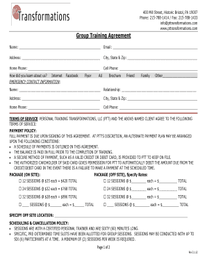 Group Training Agreement PT Transformations