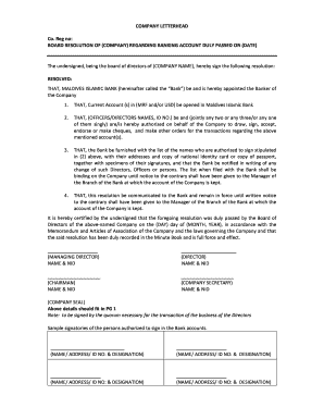 Board Resolution Sample Form Maldives Islamic Bank