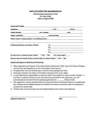 North Santiam Sportsman Club  Form