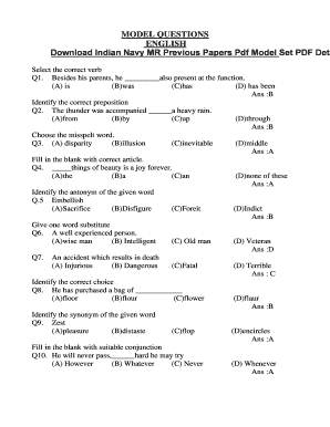 Navy Question Paper  Form