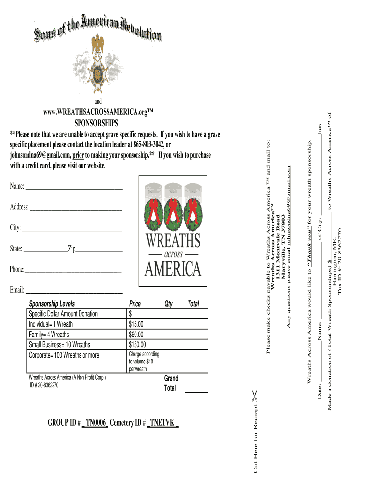 Wreaths across America Donation Form  Stephen Holston    Stephenholston