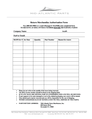 Return Authorization Form