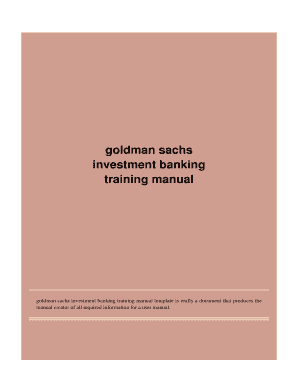 Goldman Sachs Training Manual PDF  Form