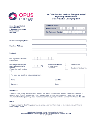  Opus Vat Declaration Form 2014