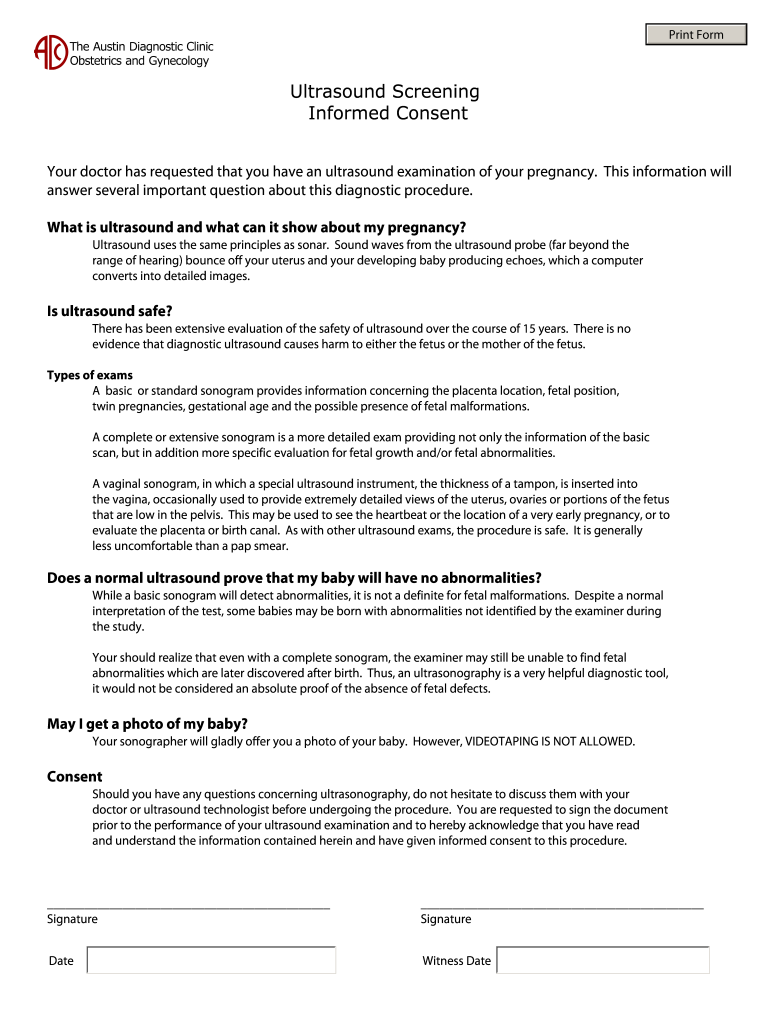 Ultrasound Consent Form